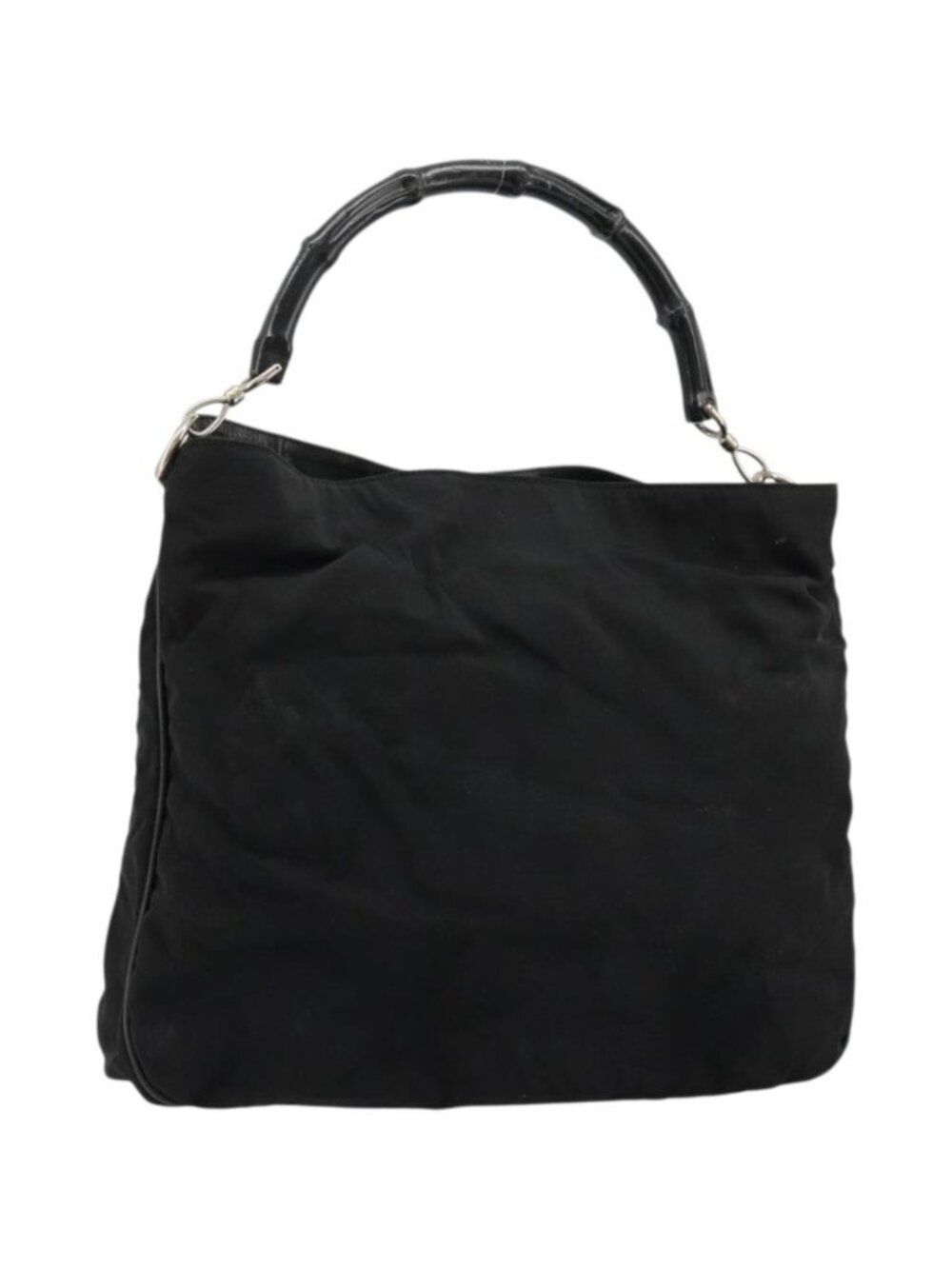 GUCCI Bamboo Shoulder Bag Nylon Black Silver 001 1577